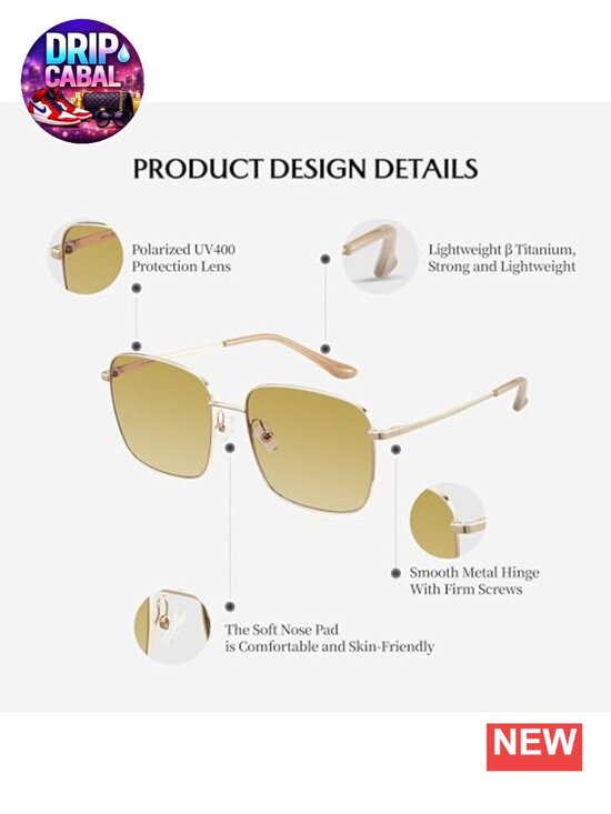 Oversized Square Sunglasses Acetate Frame UV Protection Polarized Lenses main image 6